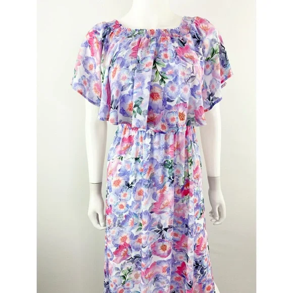 Show Me Your Mumu Size XS Purple Pink Floral Blouson Maxi Dress - Picture 2 of 7